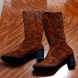 Women's Fabric Mid Calf Cloth High Heeled Boots. Size 11. New without tags.
